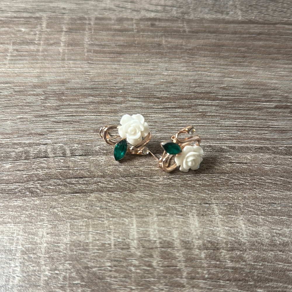 Elegant White Rose Earrings